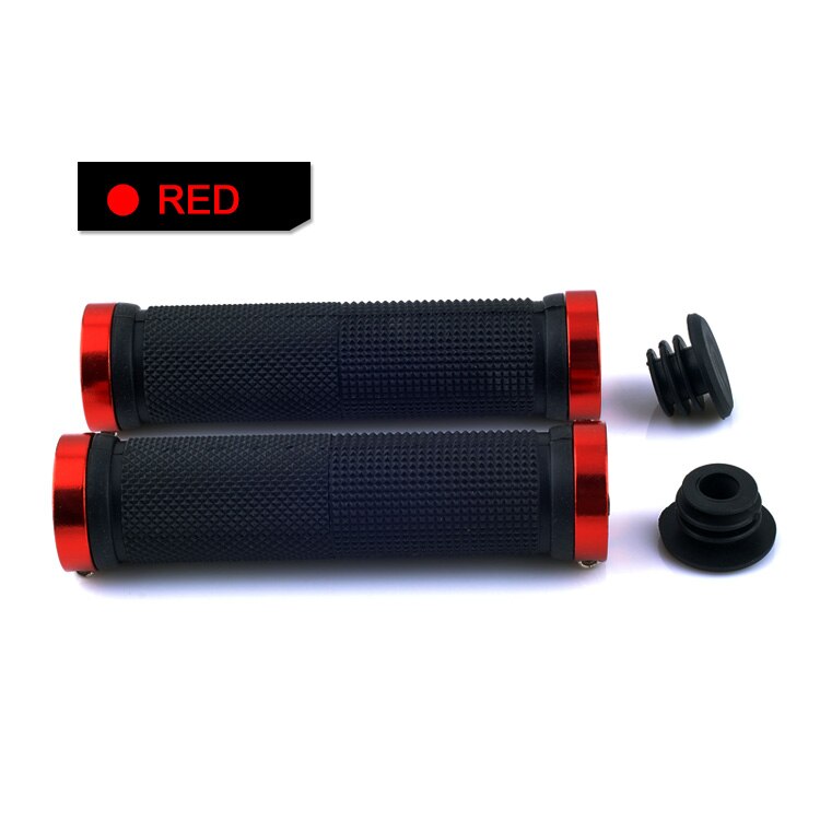 TOPTETN Dubbele Lock On Locking Mountainbike Cyclus Fiets Handel Grips 6 Kleuren Fiets Handvat Sets: Red