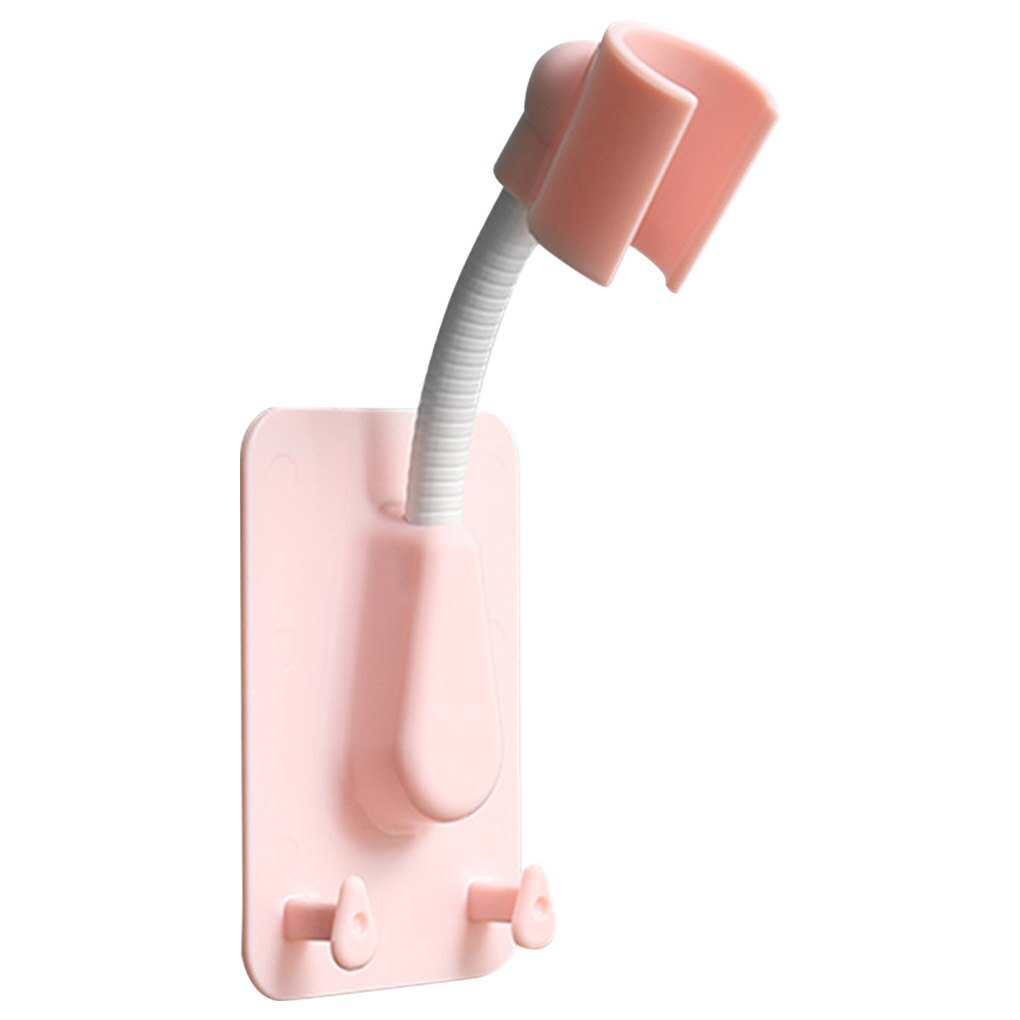 Self-Adhesive Shower Head Bracket Adjustable Handheld Showerhead Holder Wall Mount 2 Hooks Stand: D Pink