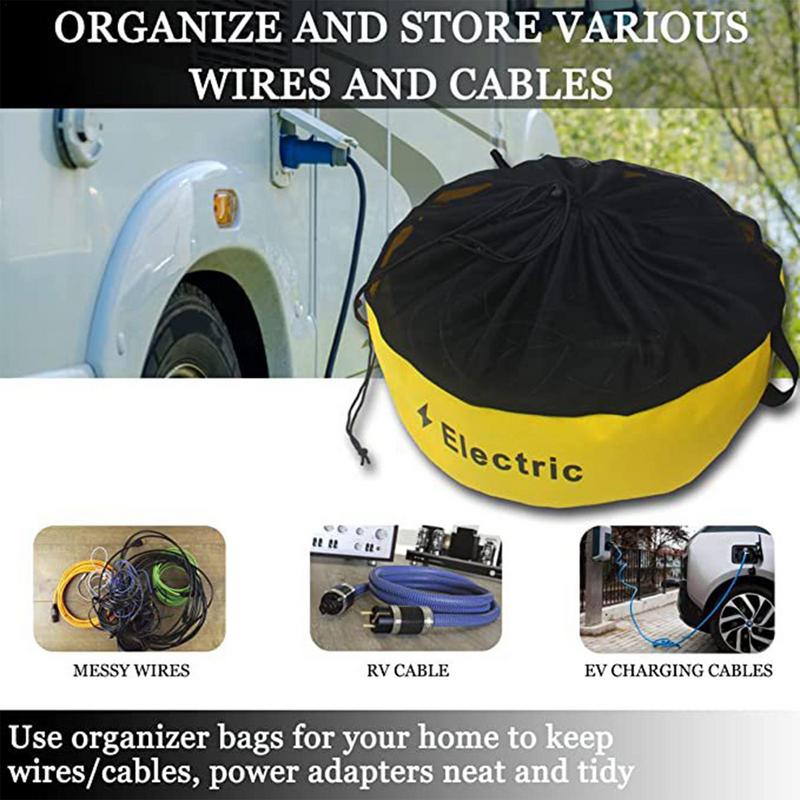 RVs Storage Utility Bag Caravans Motorhome Water Hose Storage Bag Indoor Breathable Drawstring Pouch Hiking Foldable Organizer