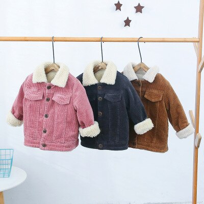 Winter Baby Lam Wollen Jas Voor Meisjes Kinderen Enkele Breasted Corduroy Jassen Voor 1 2 3 4 Jaar Baby jongens Dikker Warme Jassen