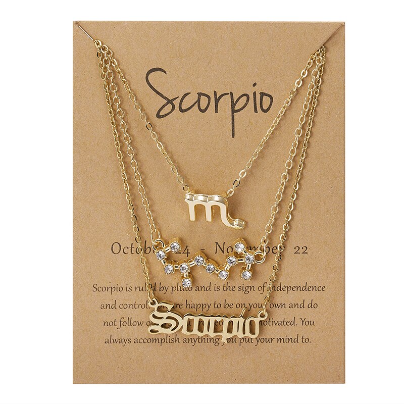 3 Stks/set 12 Sterrenbeeld Hanger Ketting Set Voor Vrouwen Constellation Charm Ketting Vrouwelijke Verjaardag Sieraden Met Karton: Plating Pistool