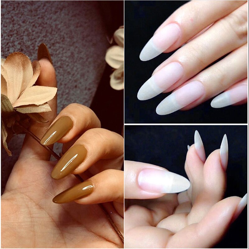 240 spidser/æske akryl falske neglespidser øve neglekapsler kunstige negle blød gel fulddækkende neglespidser manicure værktøj
