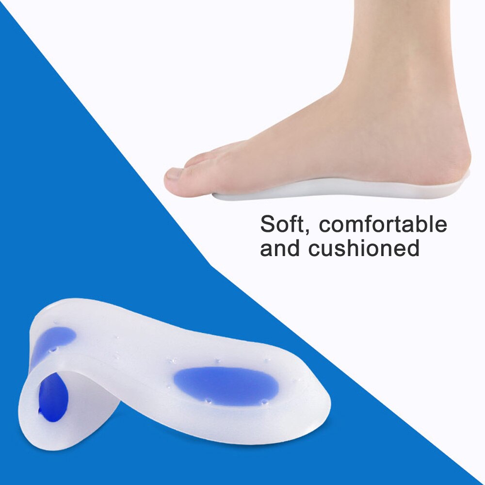 1 par silikone indlægssåler svangstøtte ortopædiske silikone sko indlæg hælskåle 3/4 smertelindrende plantar fasciitis indlægssåler unisex
