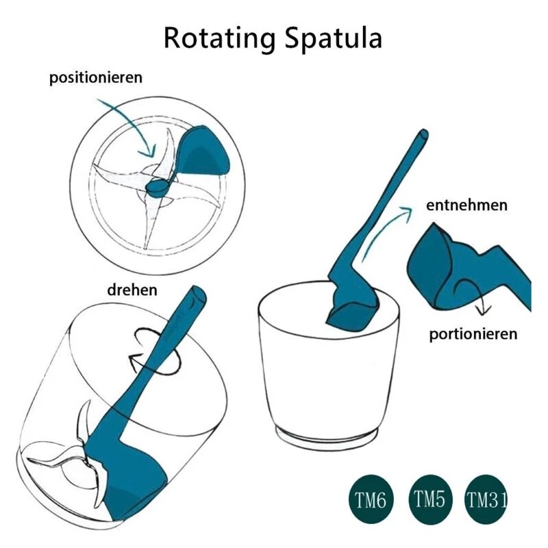 Espátulas giratorias para cocina, Thermomix TM5/TM6/TM31, 1/2 Uds., para la eliminación de porciones de alimentos, tambores de mezcla rotativos multifunción