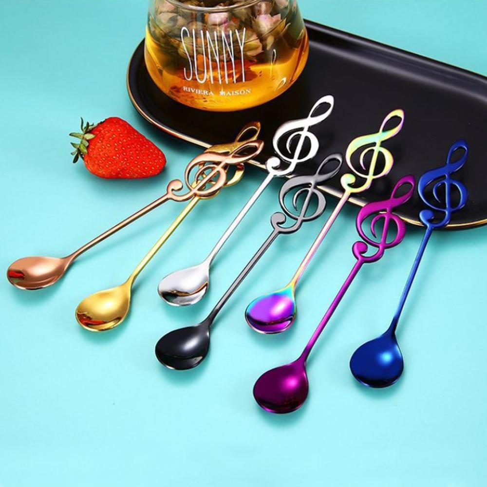 S Rvs Muzieknoot Koffie Roeren Lepel Suiker Ijs Mok Dessert Thee Lepel