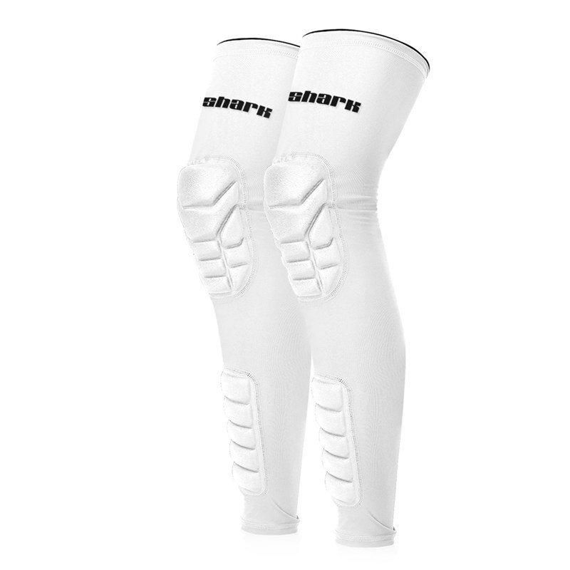 Rodilleras de compresión para hombre y mujer, rodilleras largas de baloncesto, panal de abeja, deportivas, para fútbol y gimnasio, 1 par: White / XL