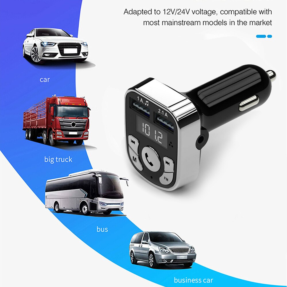 Adapter Autolader Dual Usb Fm-zender Tf Card Draadloze Bluetooth