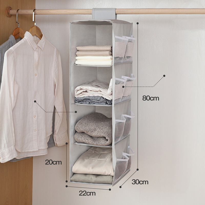 4 Layers Foldable Hanging Storage Bag Wardrobe Organizer Underwear Socks Clothes Storage Shelves Closet Hanging Shoe Organizer: 4 layers