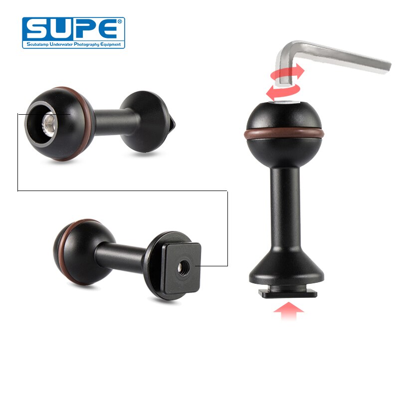Scubalamp Duiken Shell Koud Shoe Adapter Bal Adapter Mount Base Connector Gopro Tg6 5 Camera Behuizing Onderwater Fotografie
