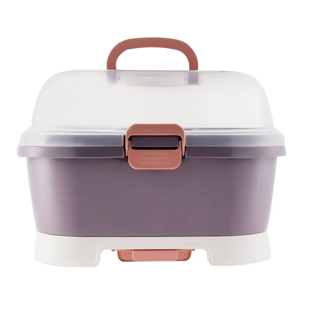 Portable Baby Bottle Rack Storage Box Organizer Dust Proof Drying Shelf Box Baby Milk Feeding Bottle Dryer Box Baby Accessory: Purple