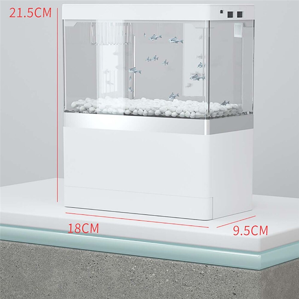 Desktop Mini Fish Tank with Filter and LED Light Office Ecological Fish Tank with Telescopic Phone Rack Circulating Aquarium Box
