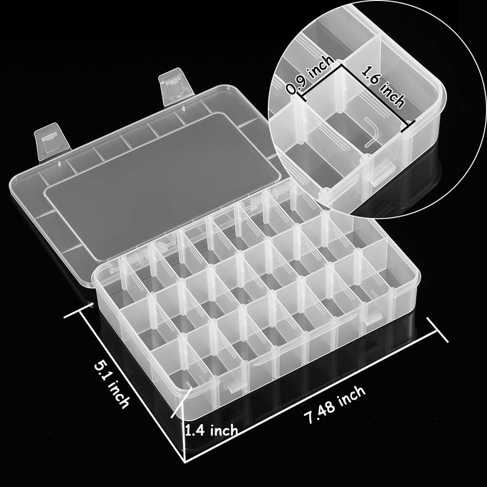 24 Compartment Transparent Plastic Storage Box for Phone Accessories Replacement Parts Container Practical Organizer