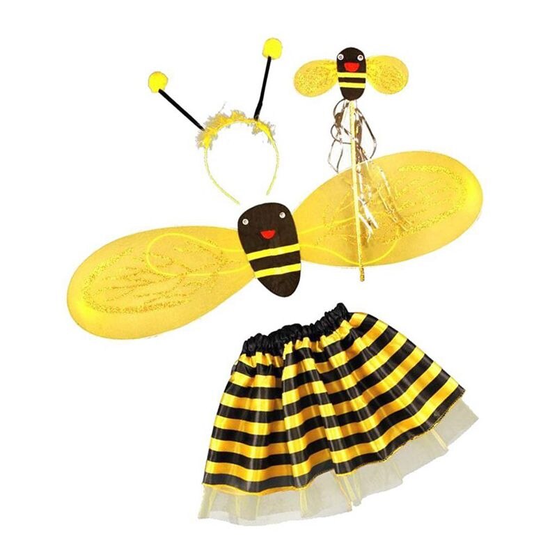 4Pc Bumble Bee Honing Meisjes Kids Fairy Halloween Fancy Dress Up Party Kostuum