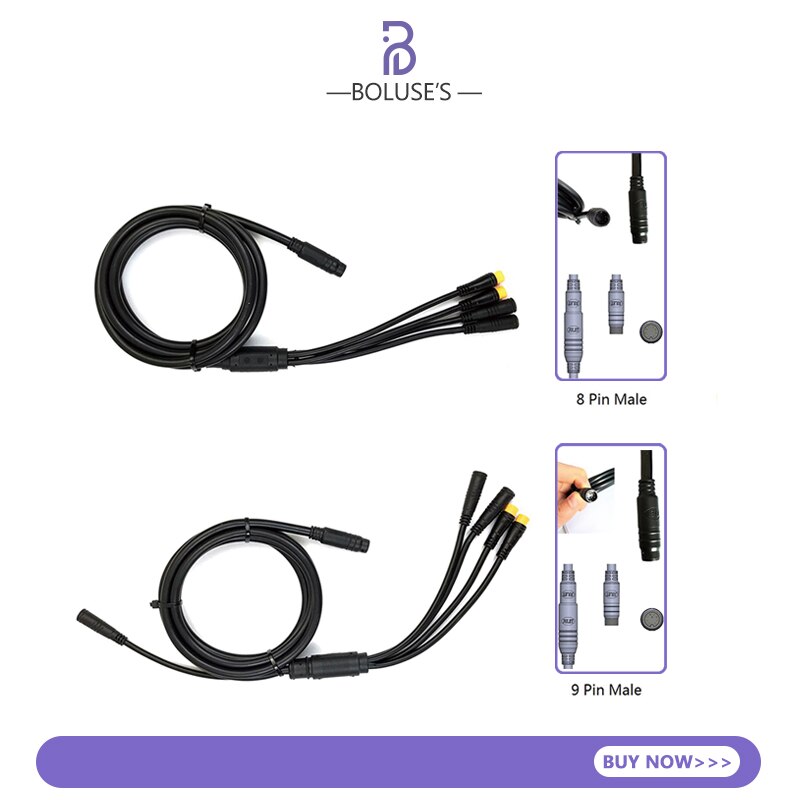 Juliet 1TO4 1TO5 Cable 1TO4 8Pin 1TO5 9Pin Waterproof Cables Connect The Throttle For EBike Conversion Kit
