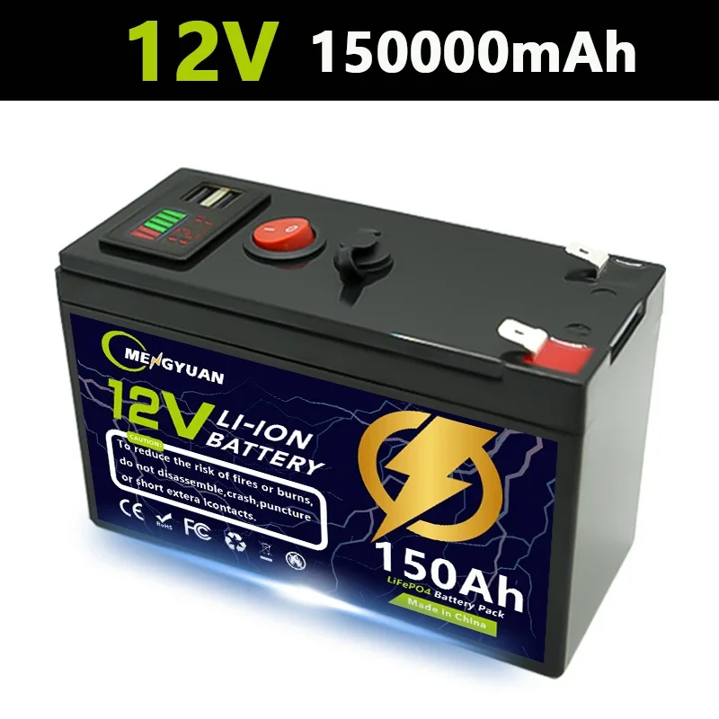 12V 150Ah LiFeP04 Batterie Deep Cycle Lithiumbatterie 30A BMS 6000+ Zyklen Perfekt für Solar-Fischfinder Power Wheel Boat Home RV