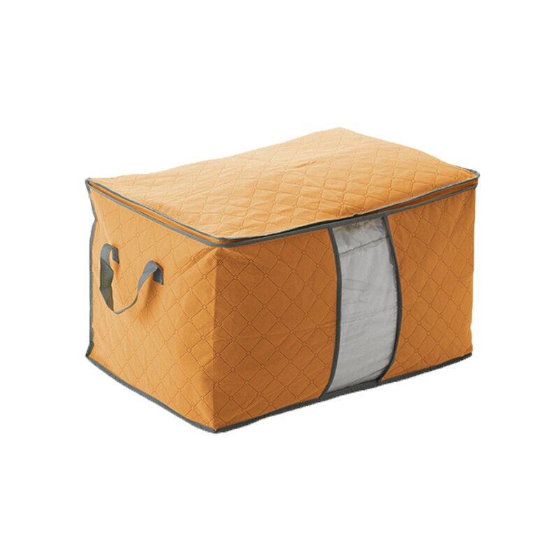 Quilt tæppe holder støvtæt lynlås taske garderobe spar plads organizer non-woven opbevaring stof boks stor kapacitet tøj kuffert: Orange