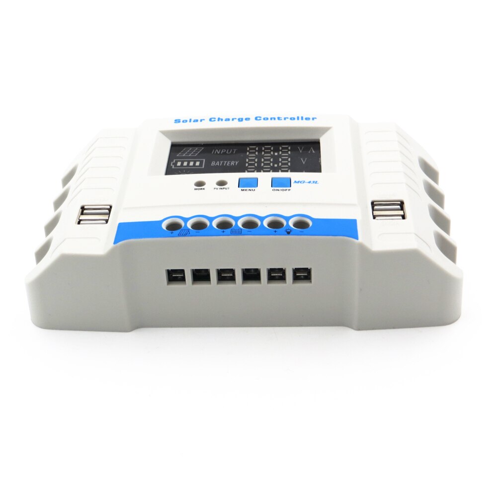 60A 50A 40A 30A 20A 10A 24V 12V Auto Solar Panel Battery Charger PWM LCD Display Solar Collector Regulator USB two Controller