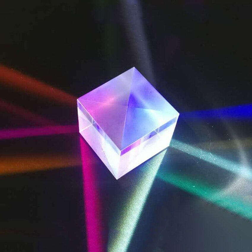 Luz prismática brillante de seis caras de 15x15mm, combinación de prismas de cubo, viga de colores, divisor, instrumento de experimento óptico, herramienta de enseñanza