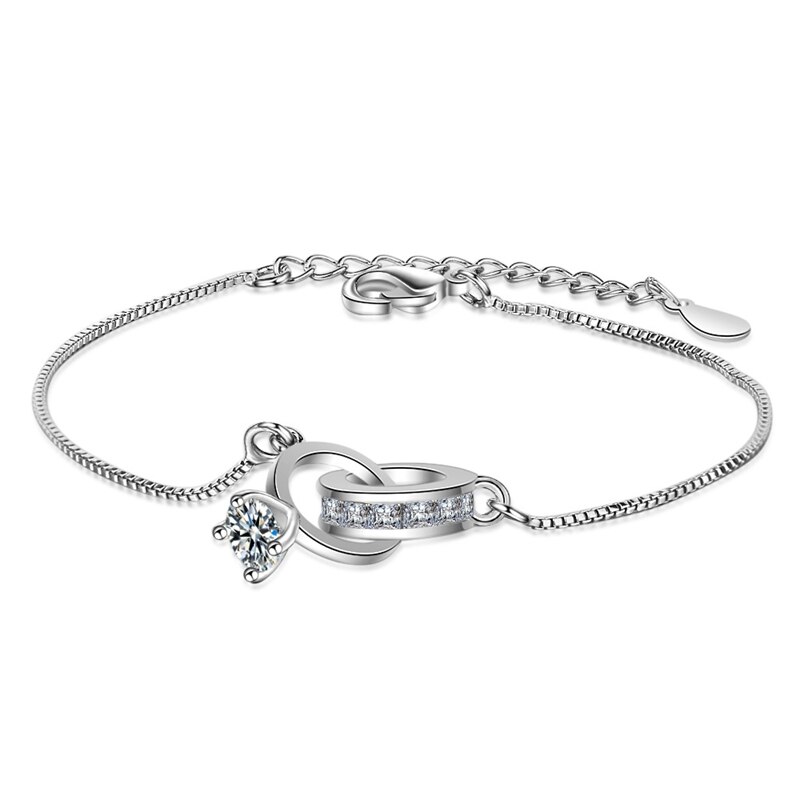 Prachtige Nieuwkomers 925 Sterling Zilveren Hart Cirkel Armband Armbanden Voor Vrouwen Sieraden Cross Pols Armbanden Sieraden