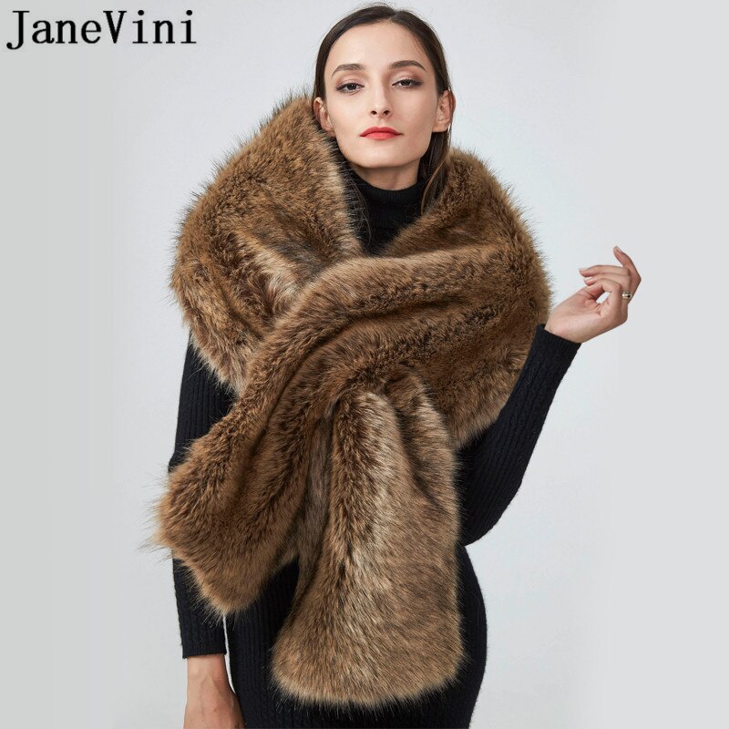 JaneVini Winter Braut Kap Hochzeit Mantel Faux Pelz Stola Weiß Rot Braut Capes Wraps Frauen Formale Kleid Schals Boleros Stolen