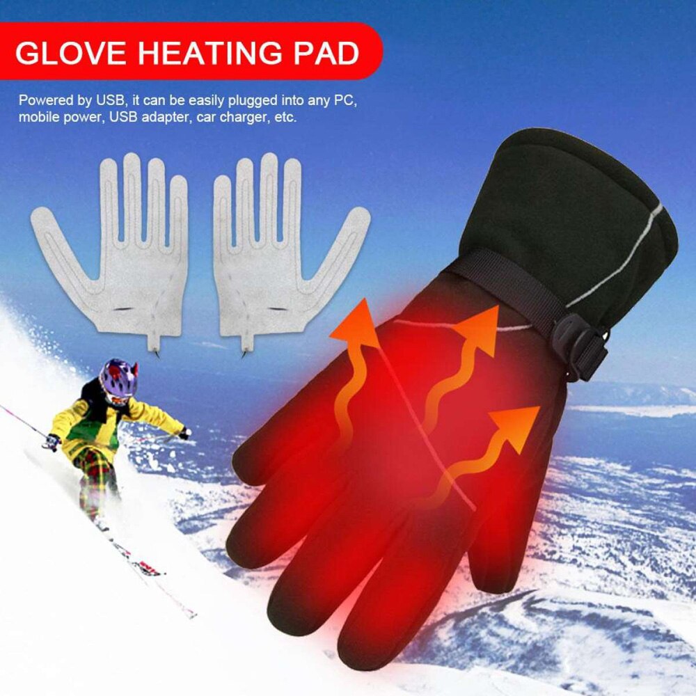 1Pc USB Heated Gloves Winter Warm Five-Finger Gloves Heating Pad Electric Heating Film Glove Heating Sheet