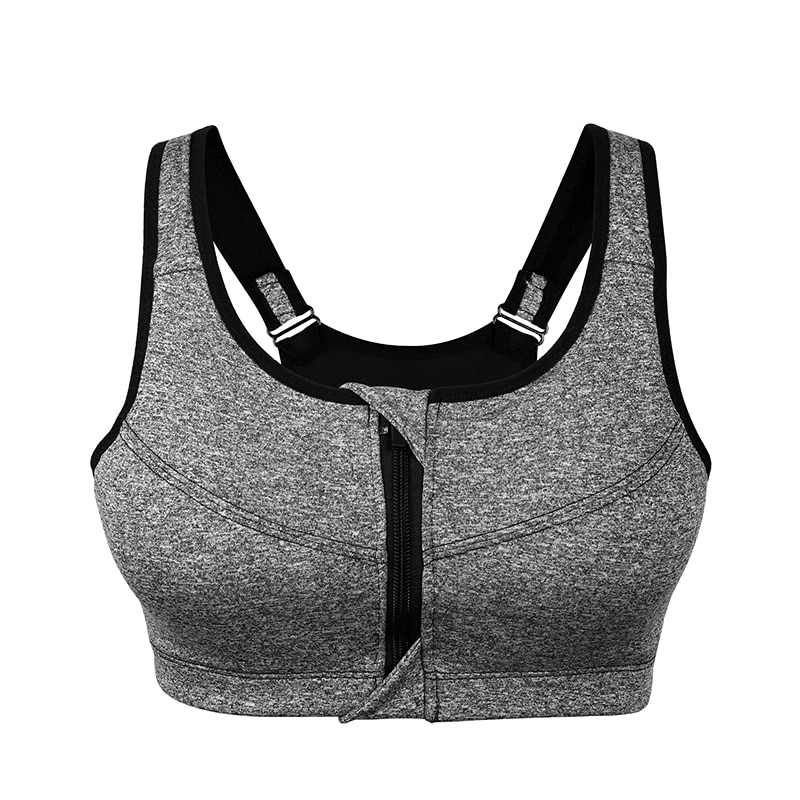 Wanayou 2xl-5xl plus size sports-trenings-bh'er, push-up bh-er med glidelås for kvinner, polstret trådløs støtsikker yogavest-sportstopper