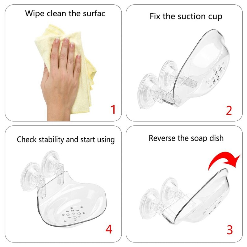 Zeep Houder Zeepbakje Vacuüm Zuig Zeepbakje Voor Badkamer Teller, Douche, Keuken-Clear