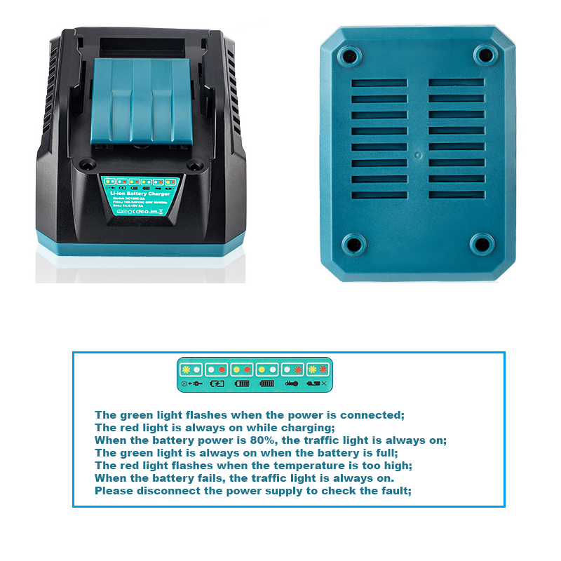 Snellader DC18RC geschikt voor MAKITA lithiumbatterij elektrisch gereedschap 14.4-1 8V 60W 2A lader BL1815N/BL1820B/BL1830B/BL1840B