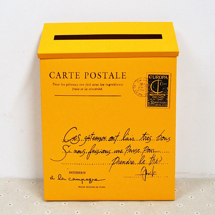 Mail Box Outdoor Vintage Villa Town Galvanized Iron Post Letterbox Postbox Newspaper Magazines Holder Box Catcher Guard: Yellow-B