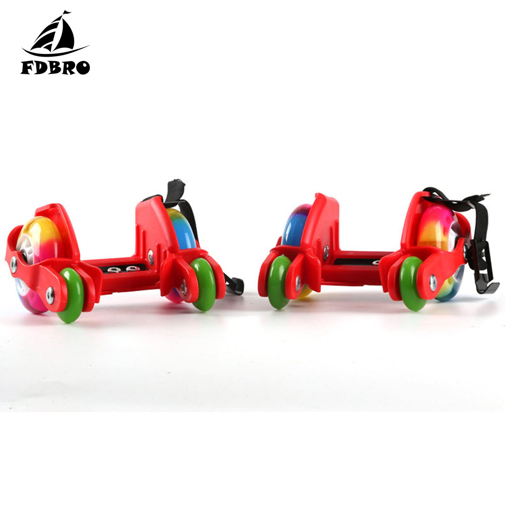 Fdbro børn voksen farverige blinkende rulle hvirvelvind remskive flash hjul hæl rulle justerbar simpelthen rulleskøjteløb sko: 4 hjul rød