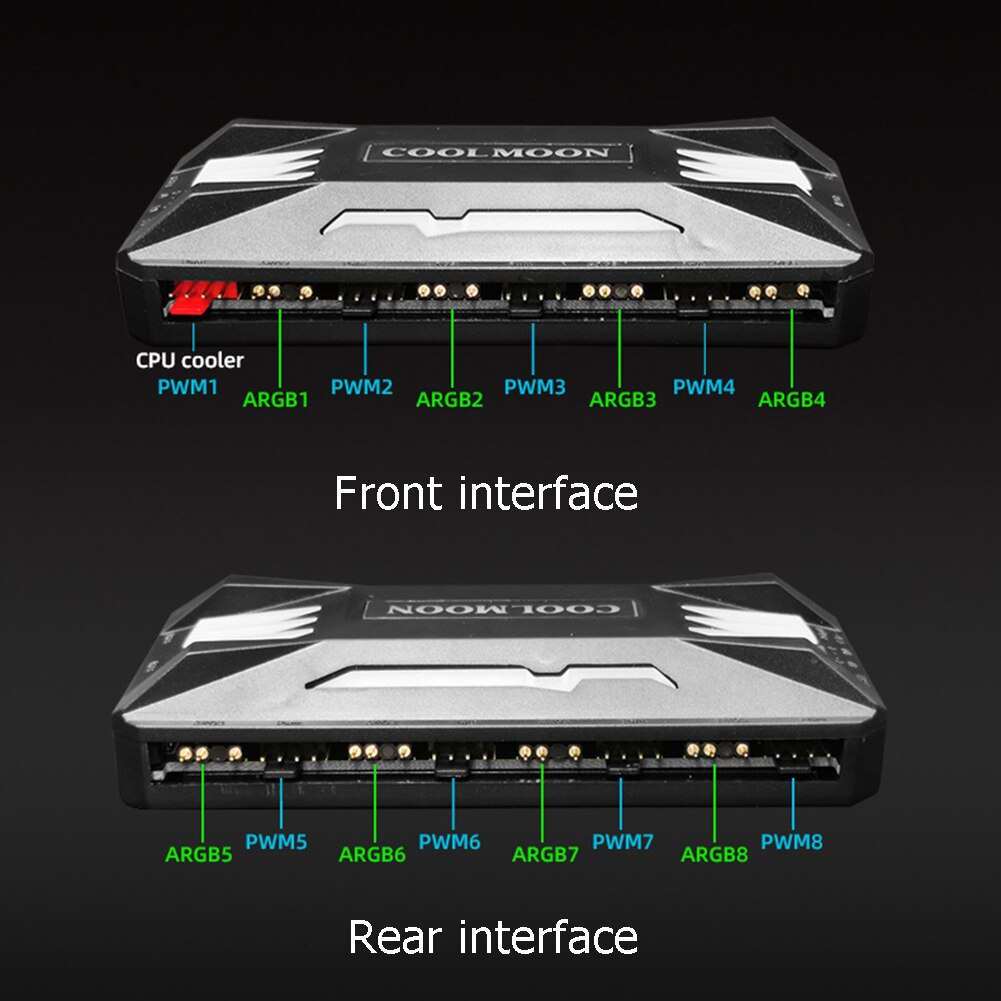 Coolmoon argb controller 4 pin pwm 5v 3 pin argb kylfläkt smart fjärrkontroll för dator pc väska chassi kylare