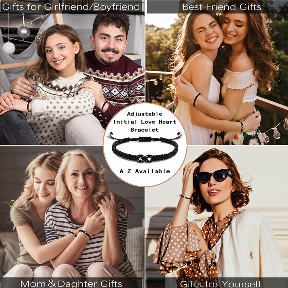 26 lettere bracciali per donne ragazze adolescenti iniziali regolabili AZ braccialetti intrecciati regali di compleanno di laurea gioielli