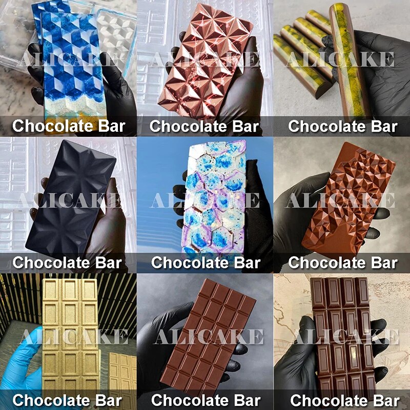 3D Polycarbonate Chocolate Molds for Chocolates Bar Mold Baking Pastry Confectionery Tools Cake Candy Bonbon Moulds Form Tray