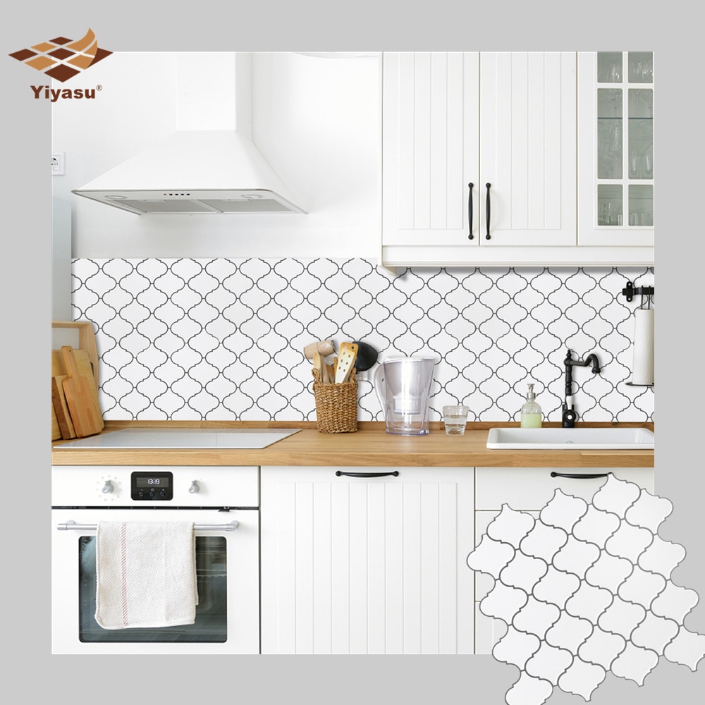 Witte arabische lantaarn wandtegel 3d vinyl stickers zelfklevend behang, zelfklevend, vierkant voor keuken badkamer achterwand
