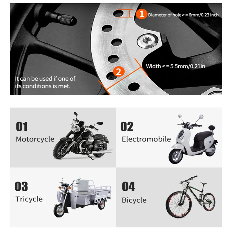 Blocco allarme bicicletta scooter moto freno a disco ruota antifurto impermeabile blocco freno di sicurezza in lega di alluminio accessori moto