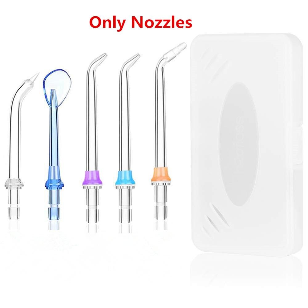 Boquillas de chorro portátiles para h2ofloss, irrigador Oral, limpiador Dental de agua, accesorio de repuesto con caja: 5pcs