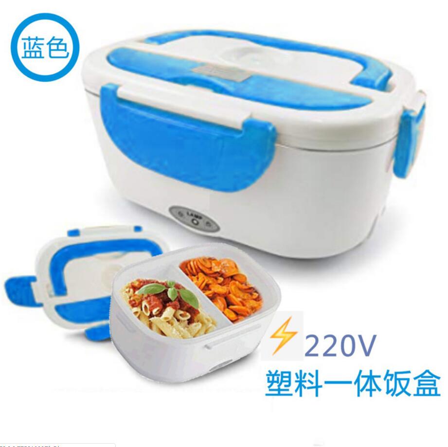 1L Portable Electric Heating Lunch Box Food Cooking Machine Heating Box Food Heater Rice Cookers for Home or Car: blue / 12V
