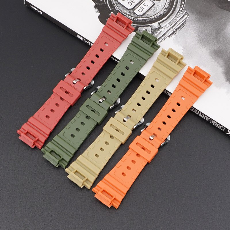 Bracelet de montre en caoutchouc pour Casio AQ-S810W/S800W AE-1000W SGW-400H/300H/500H W-735H, Silicone noir, boucle ardillon