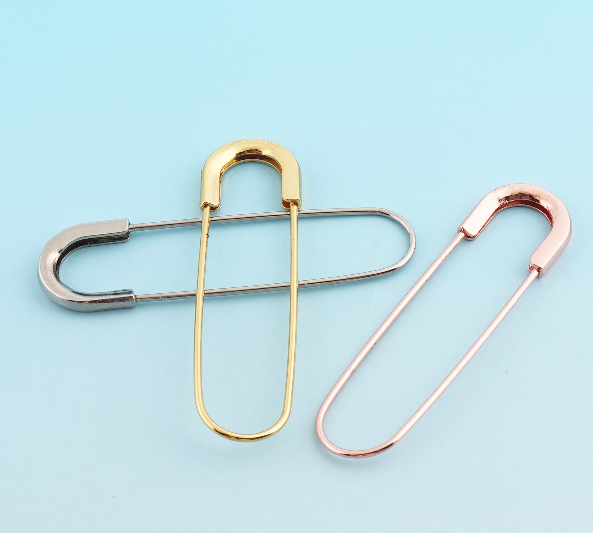 10 Uds 80*21mm gran encantador alfileres de seguridad Rosa oro Metal hallazgos broches de seguridad alfiler DIY accesorio de herramientas de costura