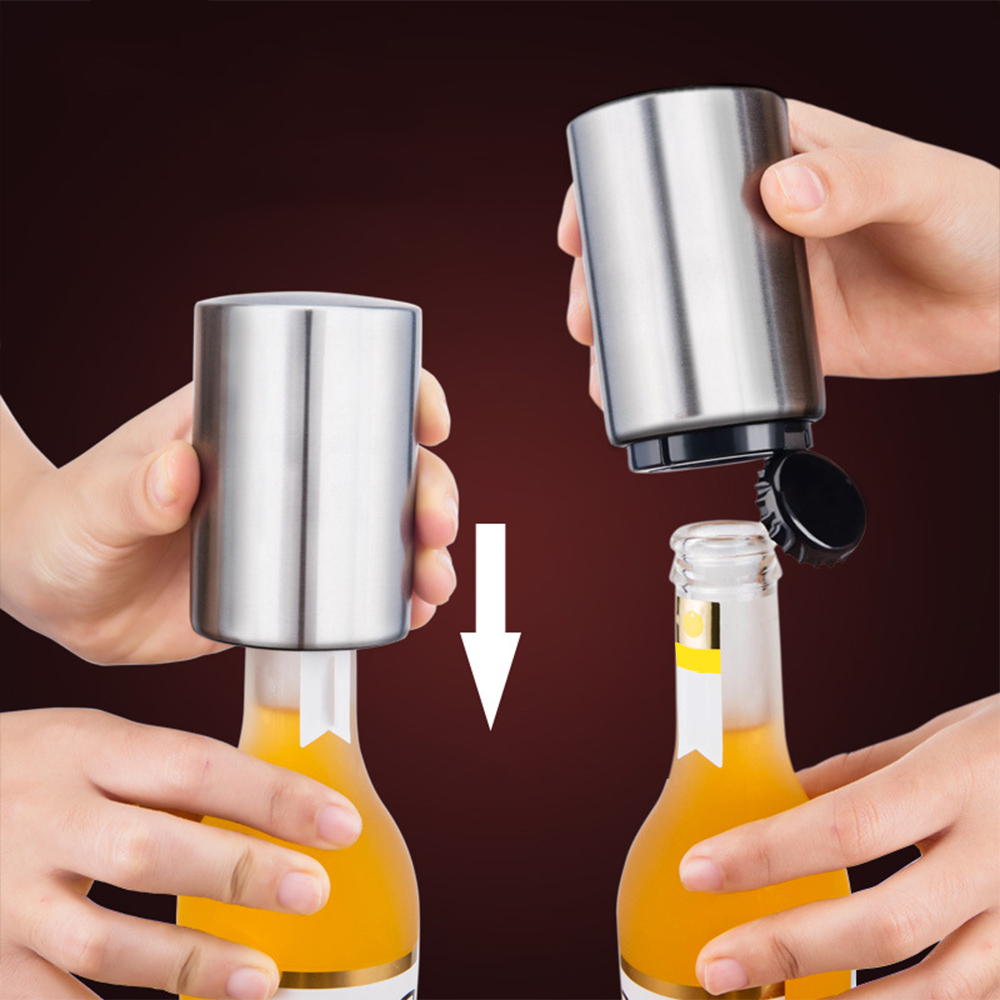 Automatische Flesopener Rvs Opener Bier Soda Cap Wijn Drinken Flesopener Set Keuken Accessoires Tool Gadgets