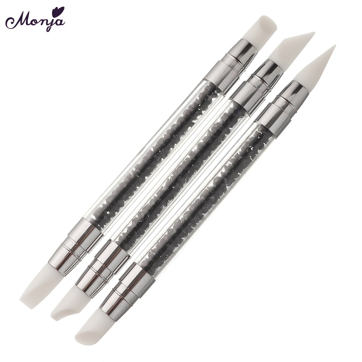 Monja-3 estilos de manicura de Gel UV de silicona para esculpir, hacer punto y quitar cutículas, de extremo doble, DIY