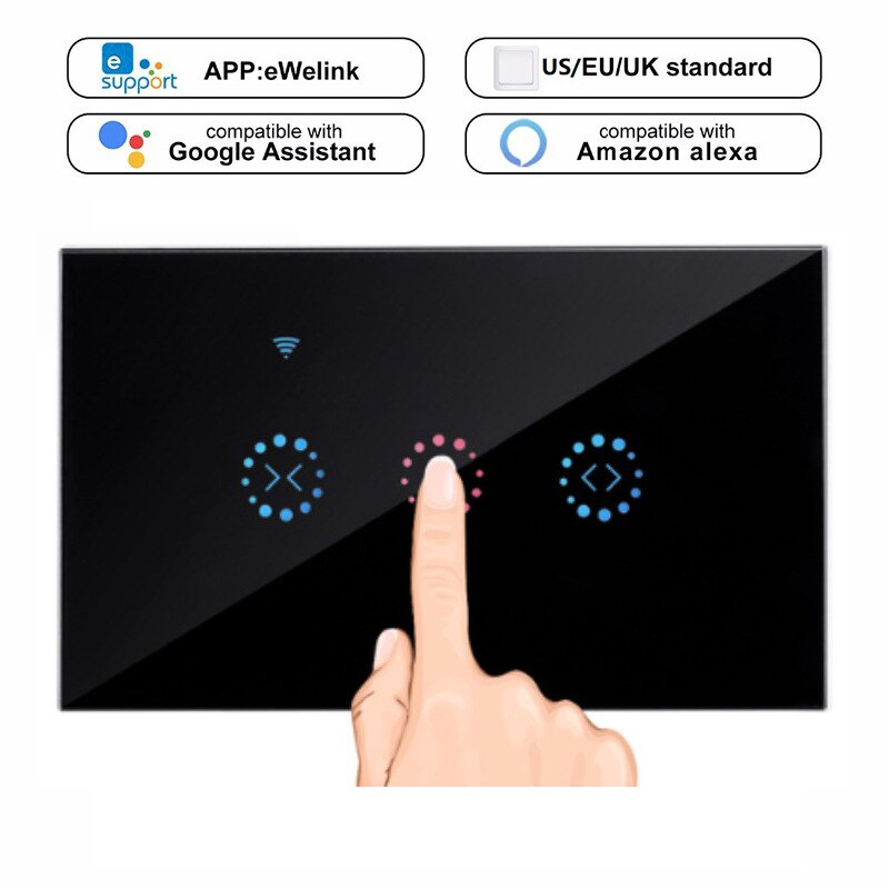 ALLEVOI Smart rolluikschakelaar, wifi-jaloezieschakelaar met lcd-scherm, schakelbare leds/neutrale geleider vereist, compatibel met Alexa/ Google Assistant, 80 x 80 mm ALLEVOI Smart rolluikschakelaar, wifi-jaloezieschakelaar met lcd-scherm, schakelbare leds/neutrale geleider vereist, compatibel met Alexa/ Google Assistant, 80 x 80 mm