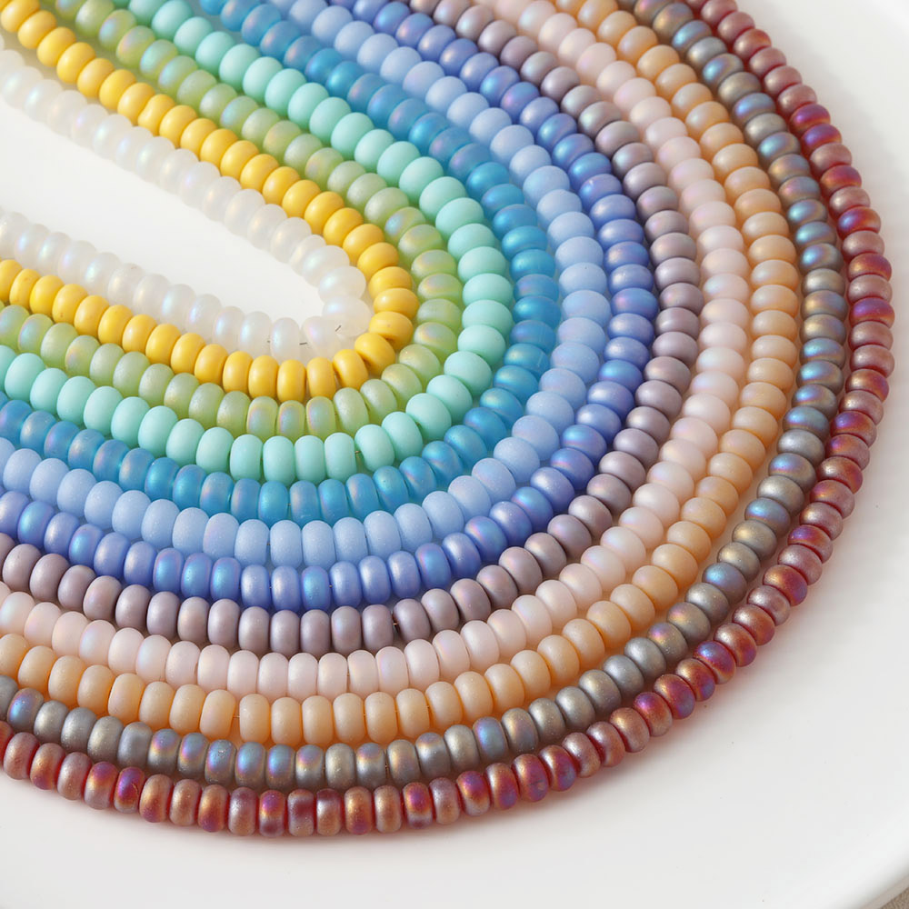 82 stk matterede flade perler skinnende glasperler til smykkefremstilling armbånd DIY perle halskæde 8mm
