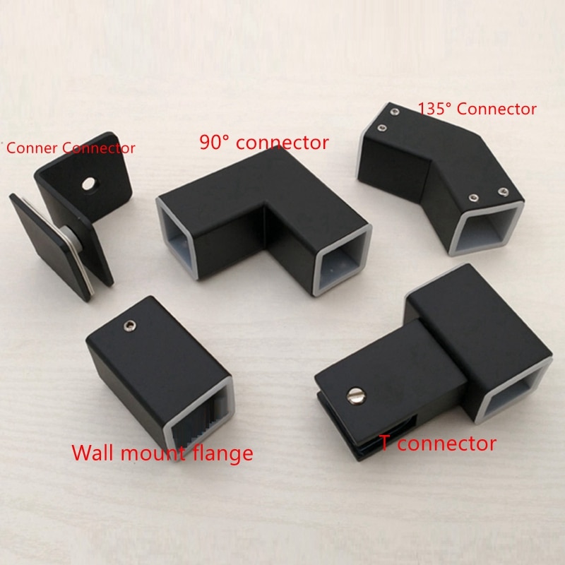 Svart rørkobling conner kobling for 25mm x 25mm rør for dusjglass dusjkabinett støttestang festetilbehør