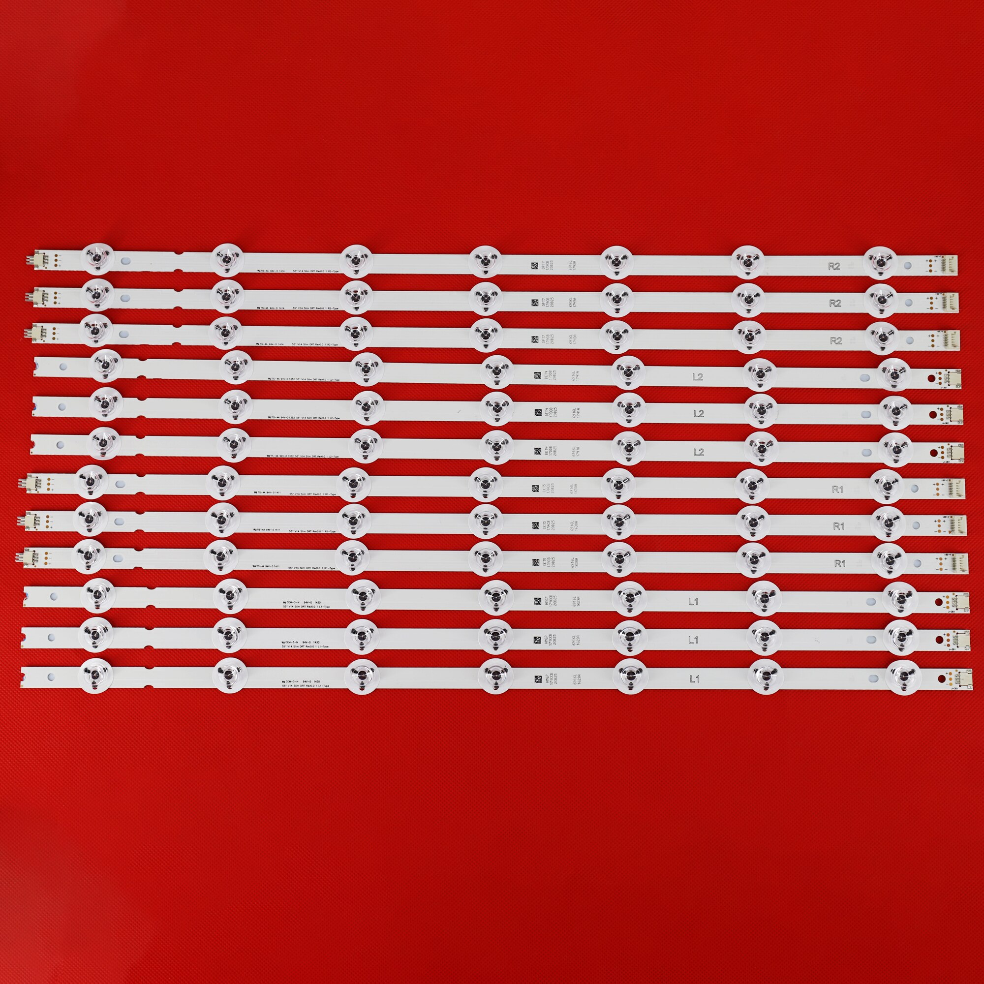 12 stk led-baggrundslysstrimmel til  lg 55 lb 677v 55 lb 670v 55 lb 679v 55 lb 690v 55 lb 700v 55 lb 720v 55 lb 730v 6916l-1629a 1630b 1743b 1741a