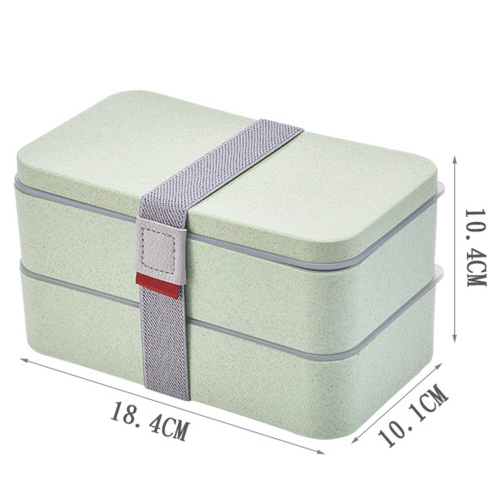 1200ml Wheat Straw Double Layers Lunch Box With Spoon Healthy Material Bento Boxes Microwave Food Storage Container Lunchbox: b