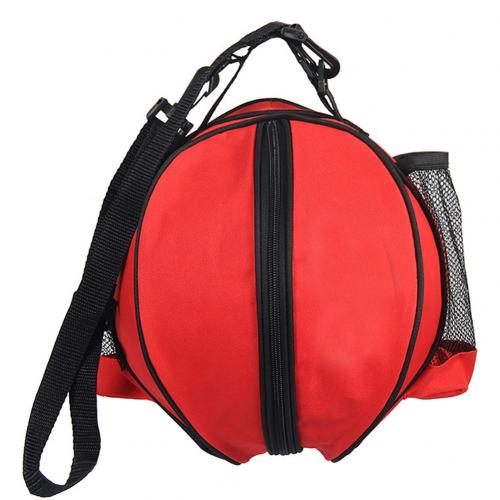 Bolsa de hombro de bola deportiva portátil, mochila de almacenamiento para baloncesto, fútbol, voleibol, bolso de mano, correa de hombro de forma redonda: Red Single Bag