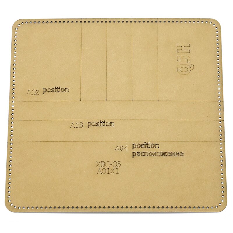 Plantilla de papel Kraft duro para manualidades de cuero, cartera larga con personalidad, patrón de costura, 9cm x 10cm, 1 Juego