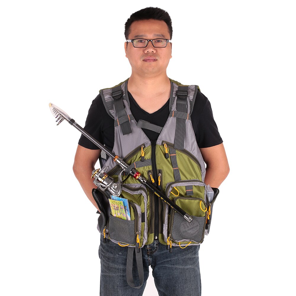 Fishing Vest Men Fishing Life Vest Fish Multi-Pockets Buoyancy Safety Waistcoat Fishing Jacket Swimming Fish Safety Waistcoat
