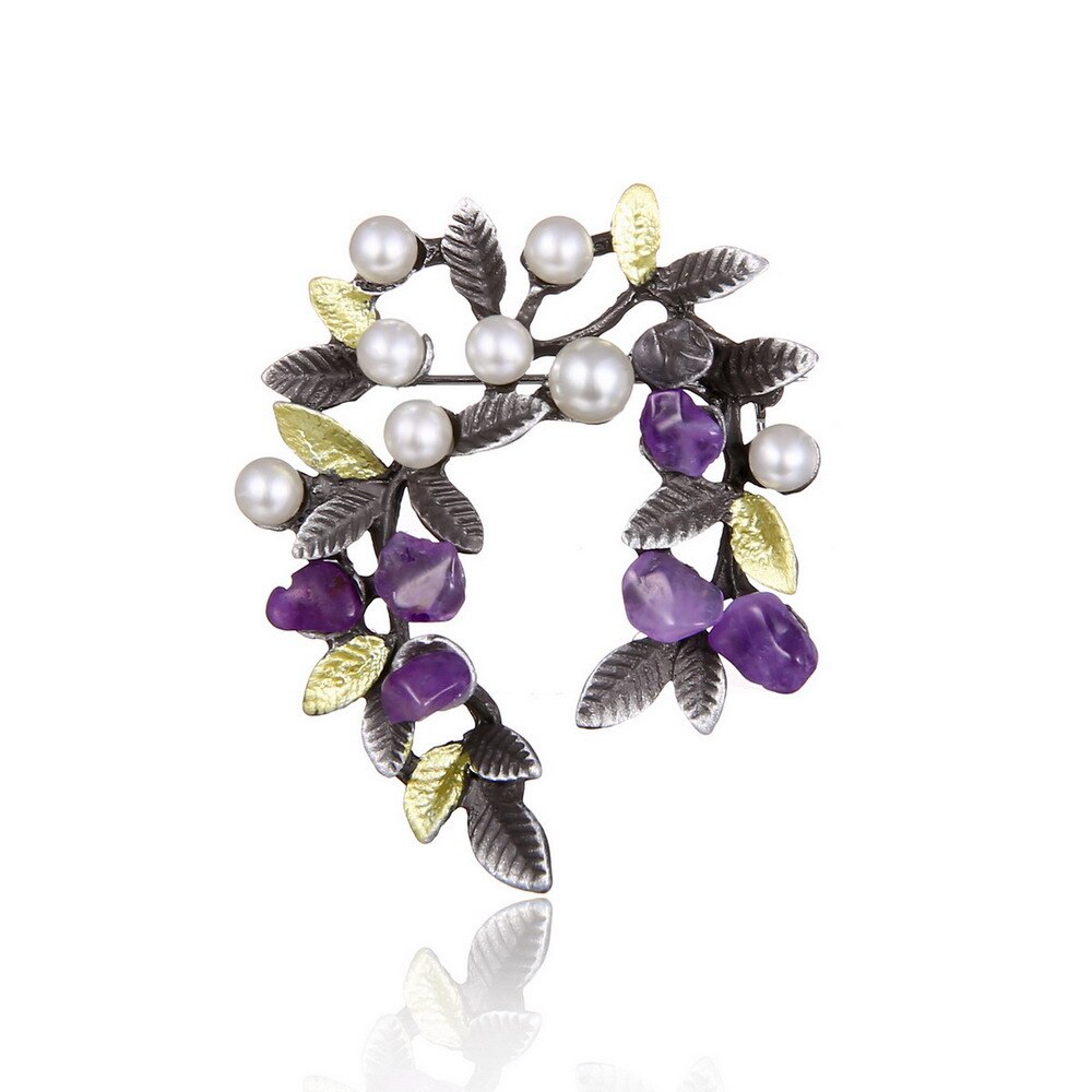 Broche de cristal austríaco para mujer, Broches de flores, joyería a la para boda, invitación, Bijoux, cactus, guisante, macetas para coser mac: Branch brooch